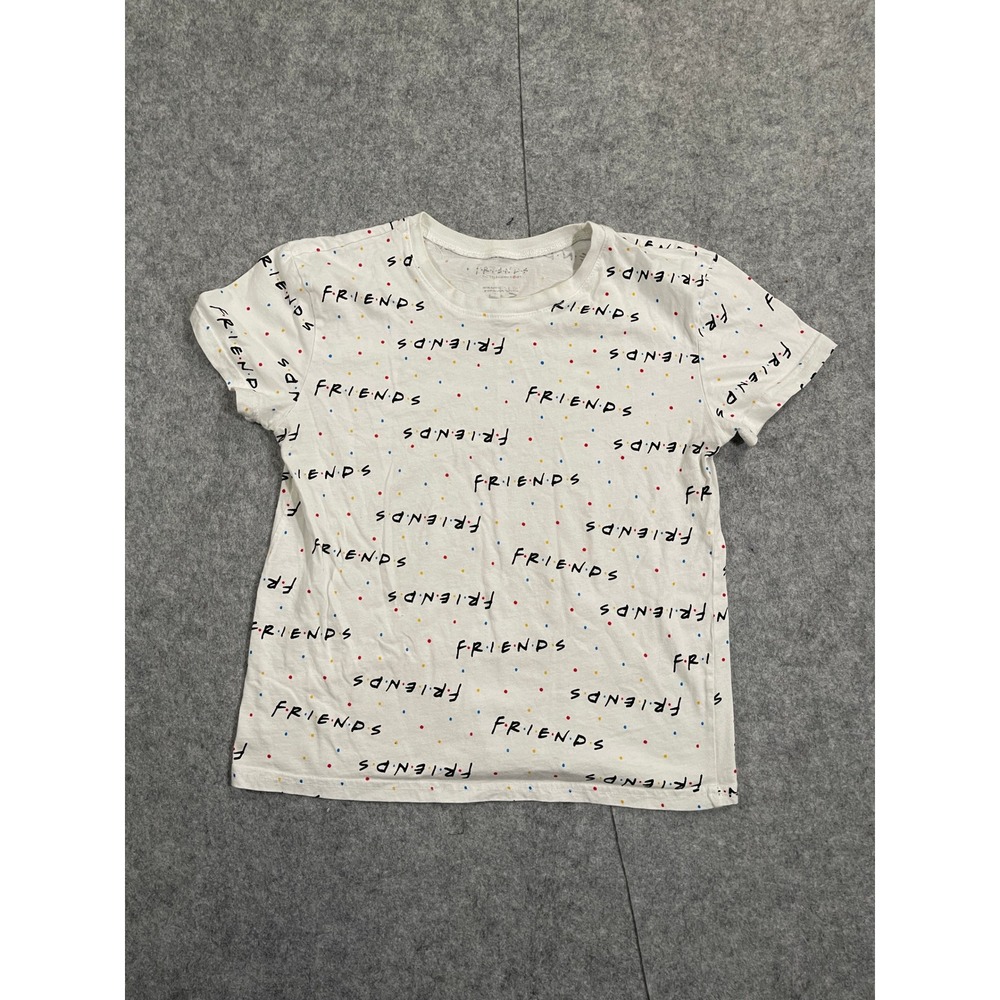 Friends The Television Series All Over Print White T-Shirt Womens Small S Logo
